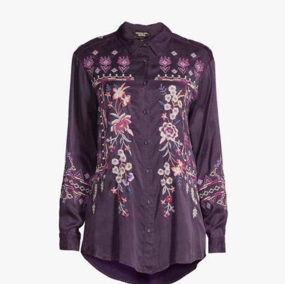 Johnny Was Workshop Purple Curacao Oversized Blouse Size Medium NWT - Picture 5 of 15
